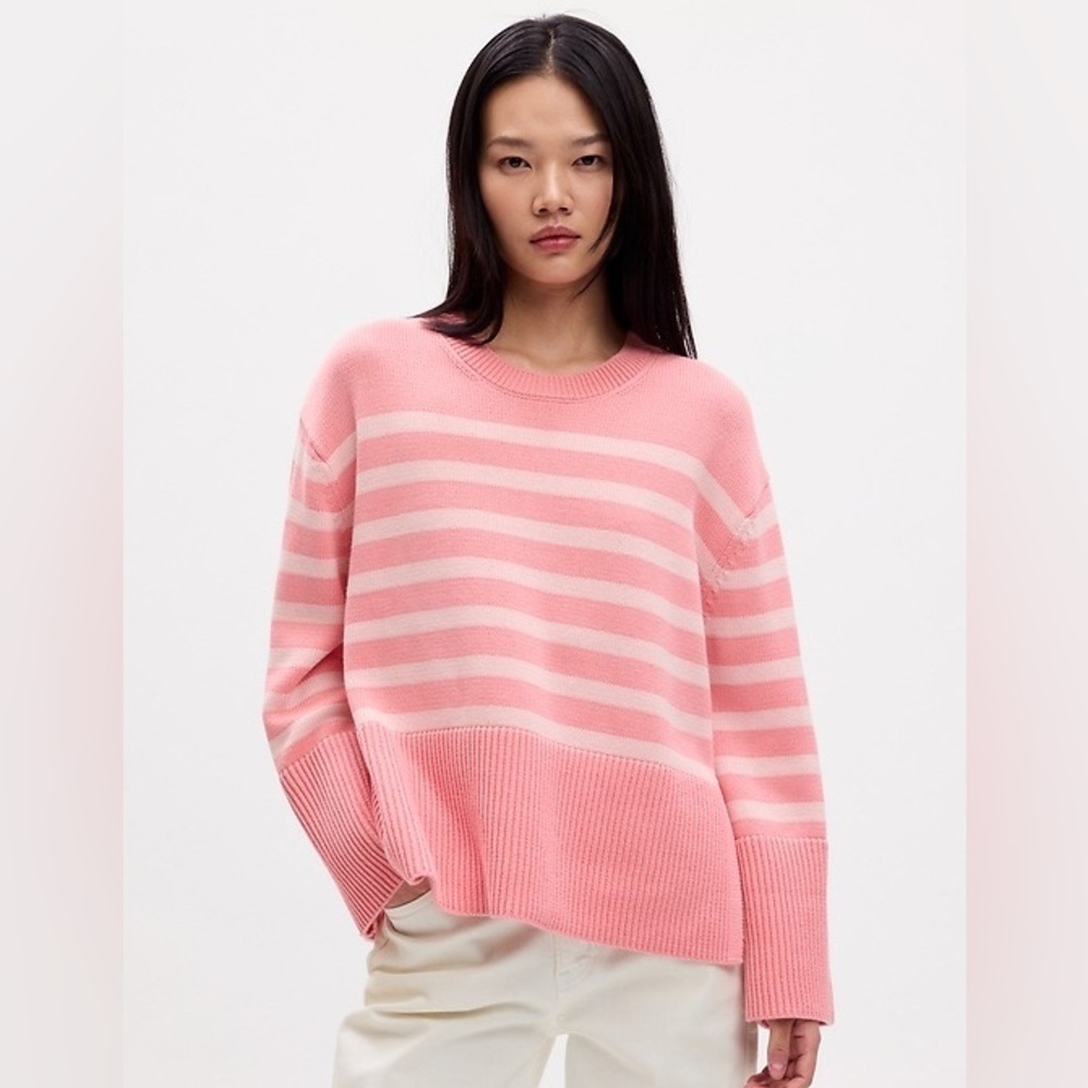 GAP Pink Striped Women's Sweater - Picture 2 of 6